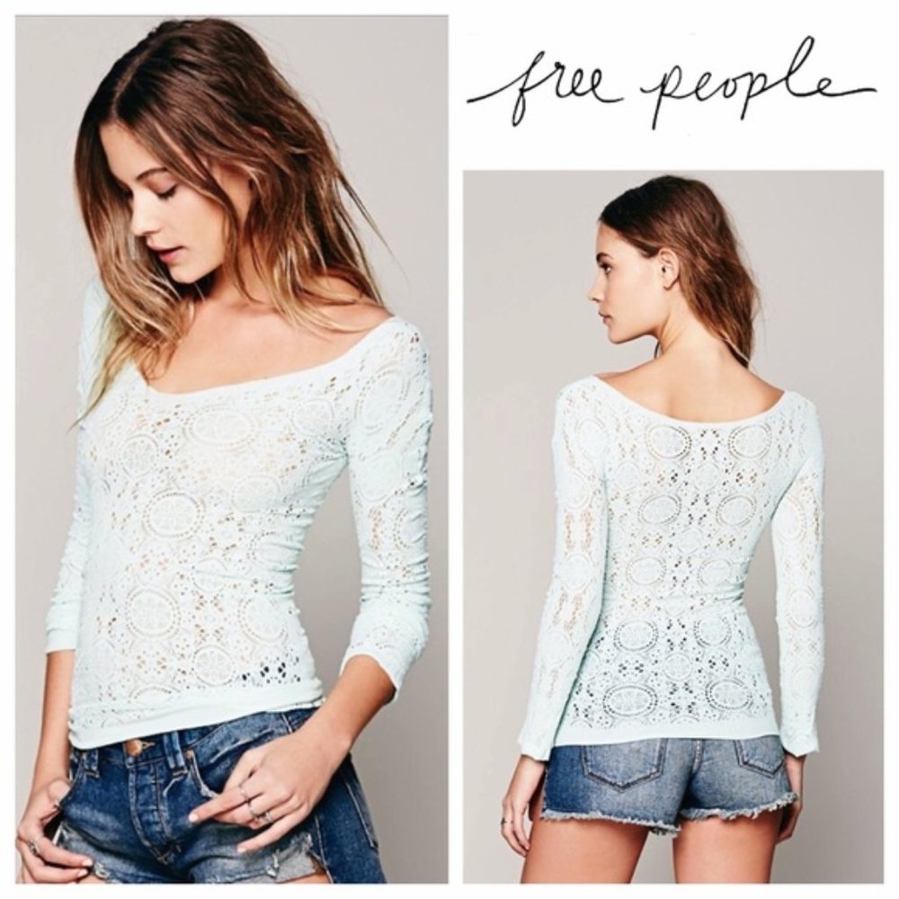 Free People Seamless Lace Top (cream color)